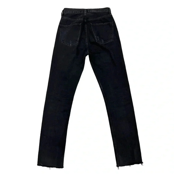 AGOLDE Cherie High Rise Straight Jeans in Distortion Black Distressed Size 24 - Picture 6 of 13